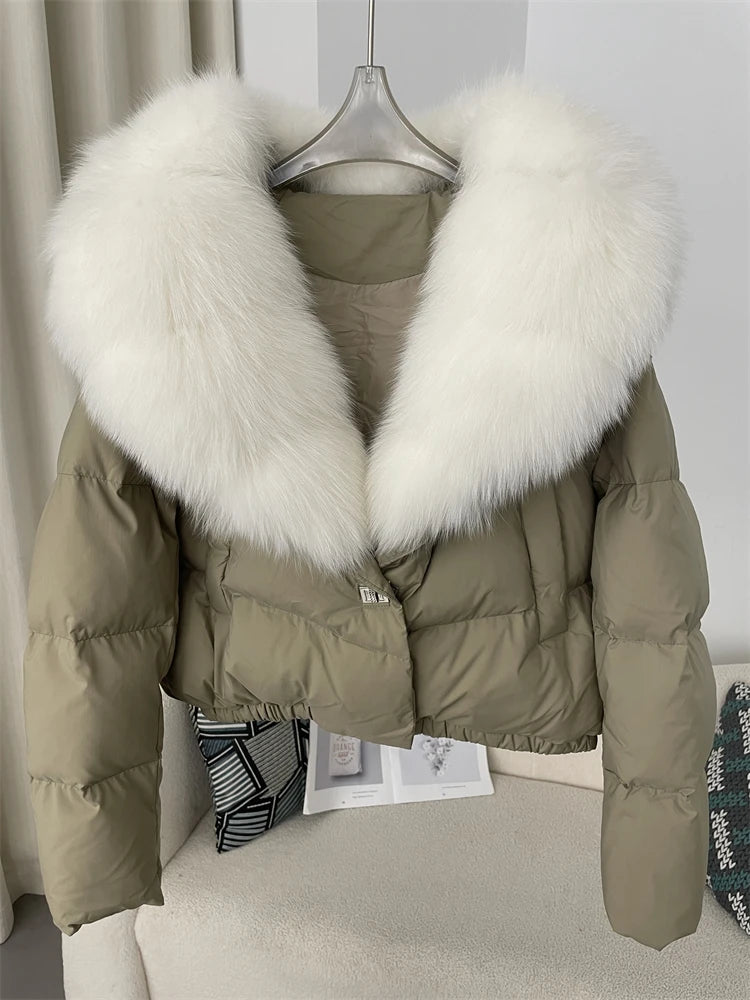 Premium Natural Fox Fur Down Coat