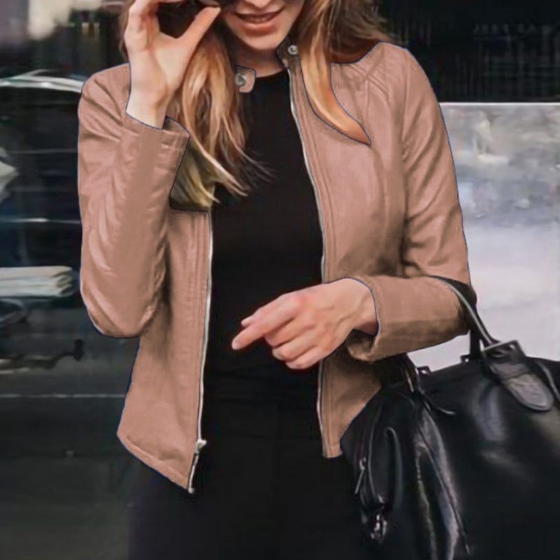 Women's Classic Slim Fit Faux Leather Motorcycle Jacket