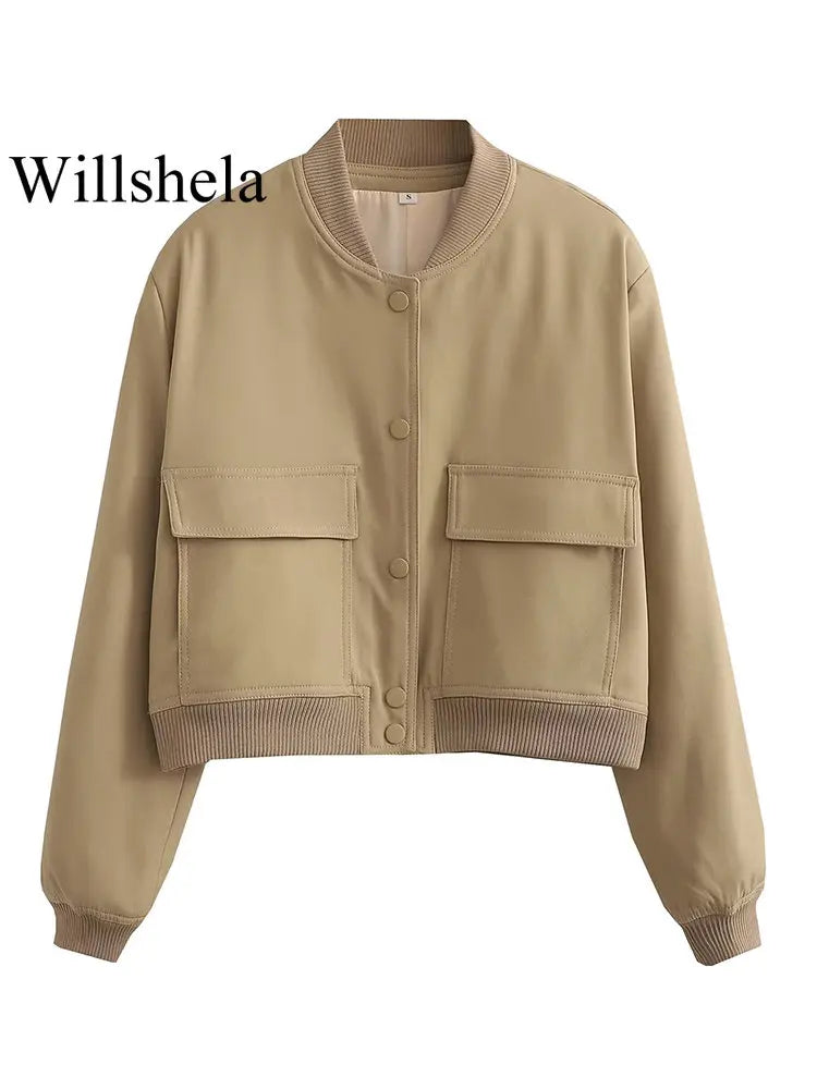 Women's Classic V-Neck Bomber Jacket