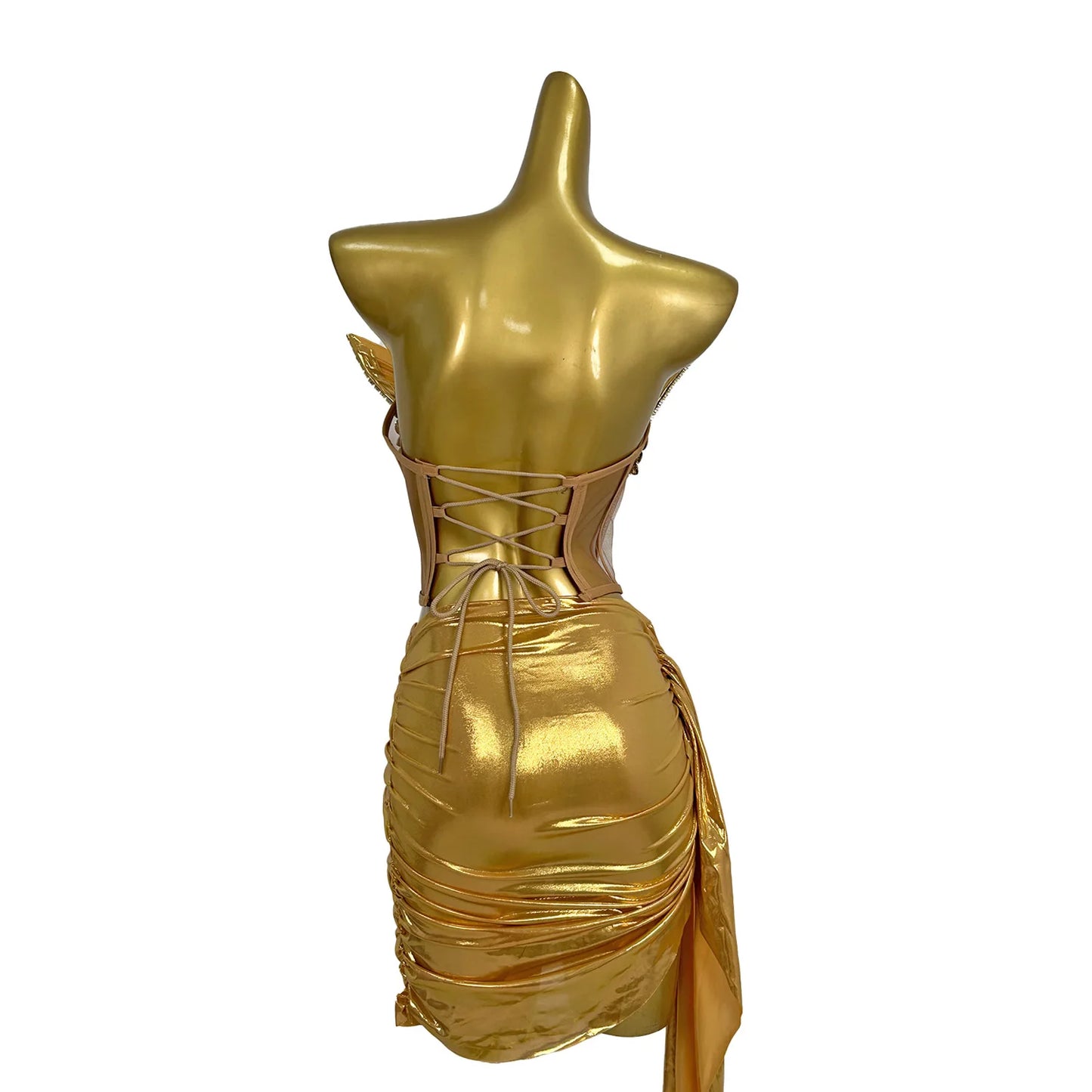 Sexy Gold Sequin Two-Piece Prom Dress