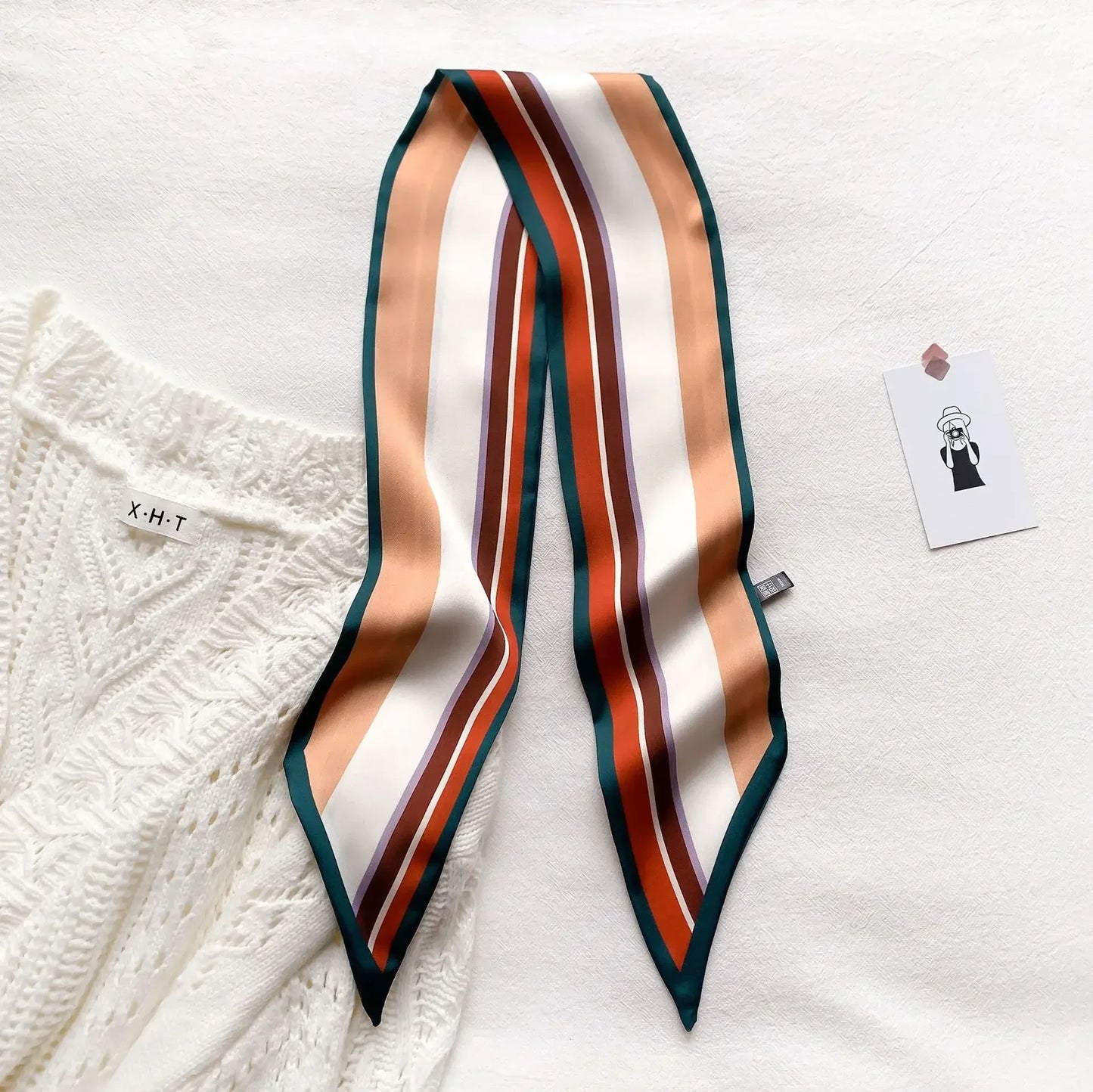 Luxury Silk-Feel Ribbon Scarf