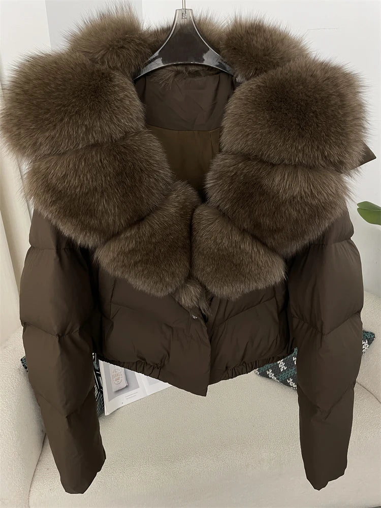 Premium Natural Fox Fur Down Coat