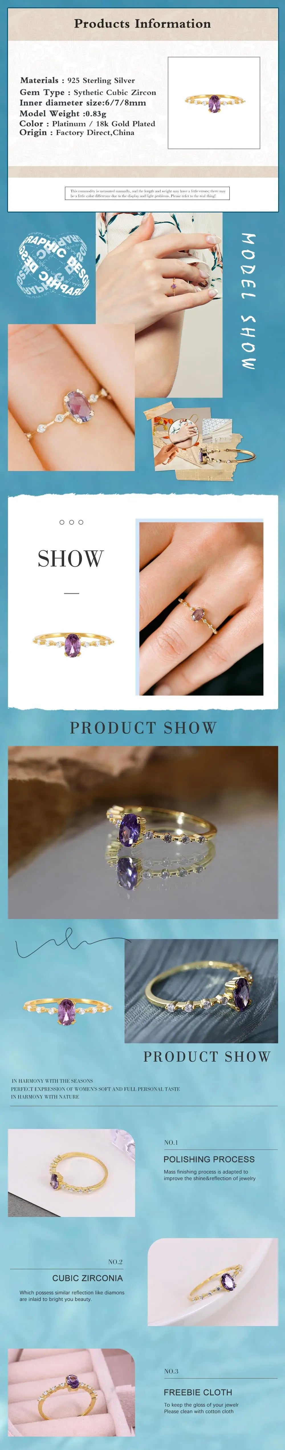 ROXI 925 Sterling Silver Purple Crystal Ring