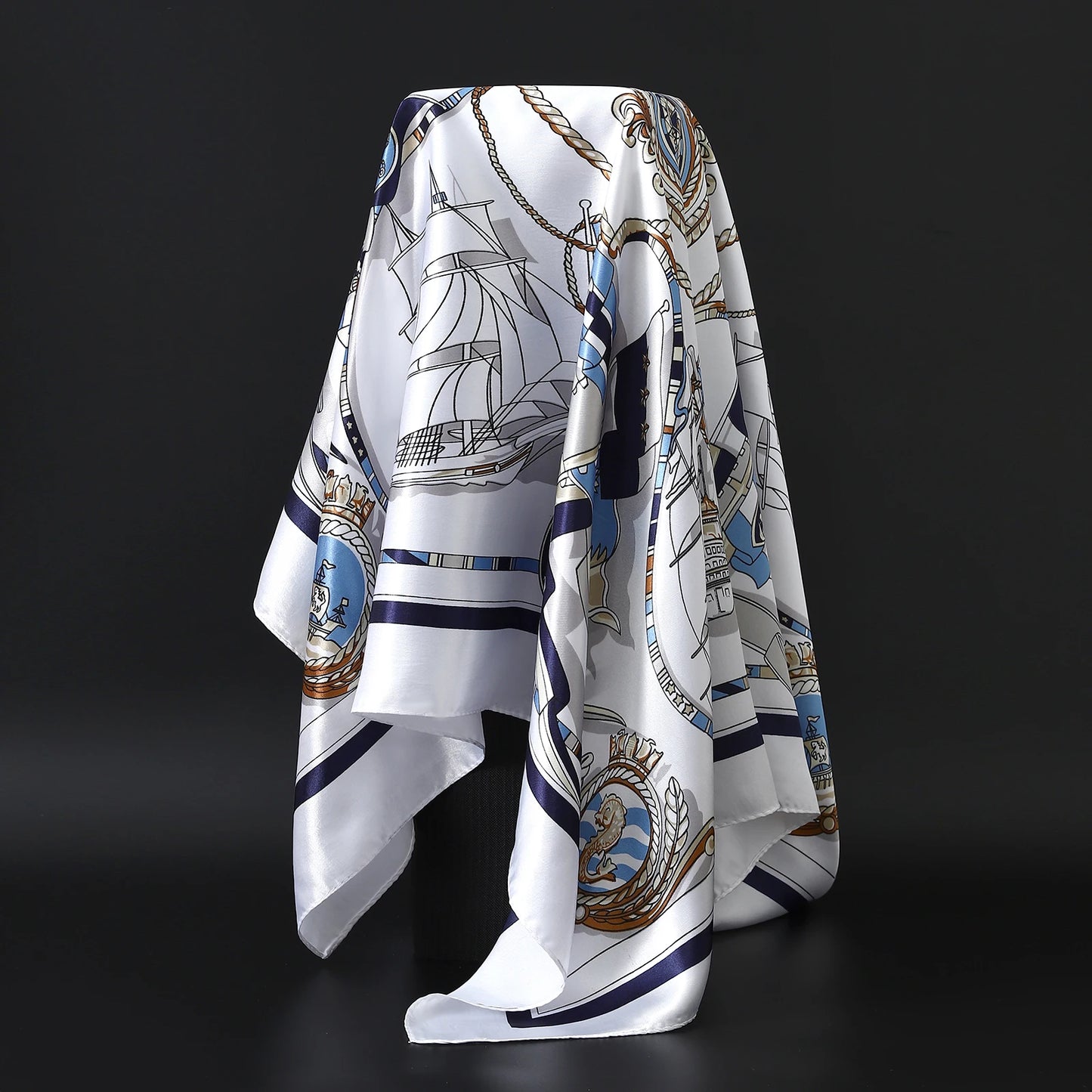 90*90cm Women Scarf Silk Feeling Hair Neck Square Brand Office bandanna muffler Waiter Flight Attendants Handkerchief Rings wrap