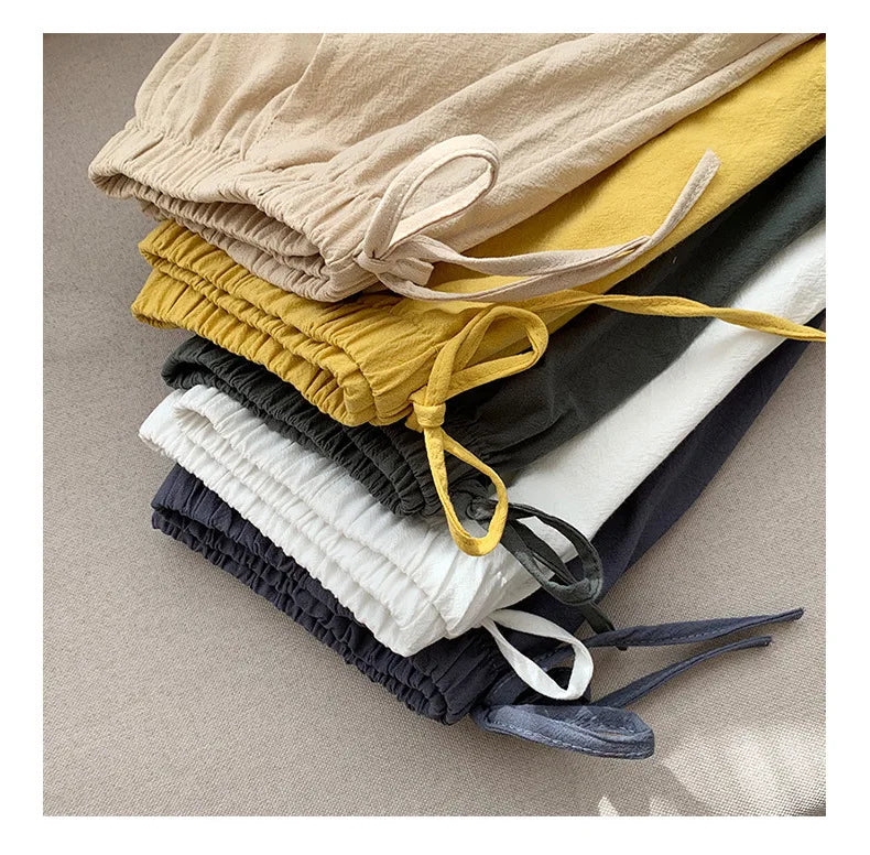 High-Waisted Linen Cotton Casual Shorts for Women