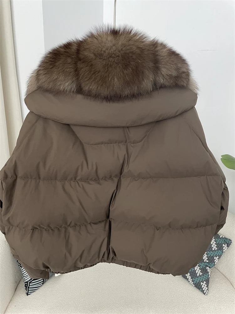 Premium Natural Fox Fur Down Coat