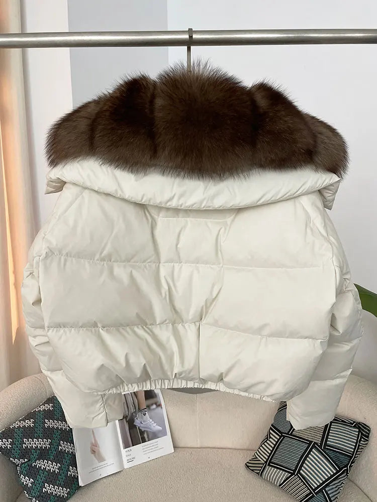 Premium Natural Fox Fur Down Coat