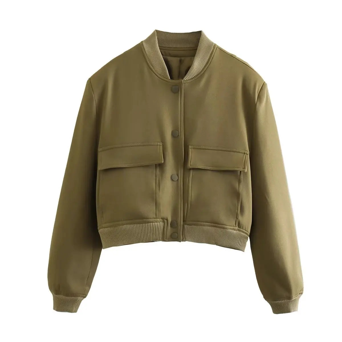 Women's Classic V-Neck Bomber Jacket