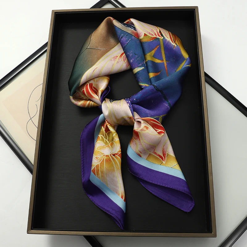 RUNMEIFA Luxury Silk Square Scarf