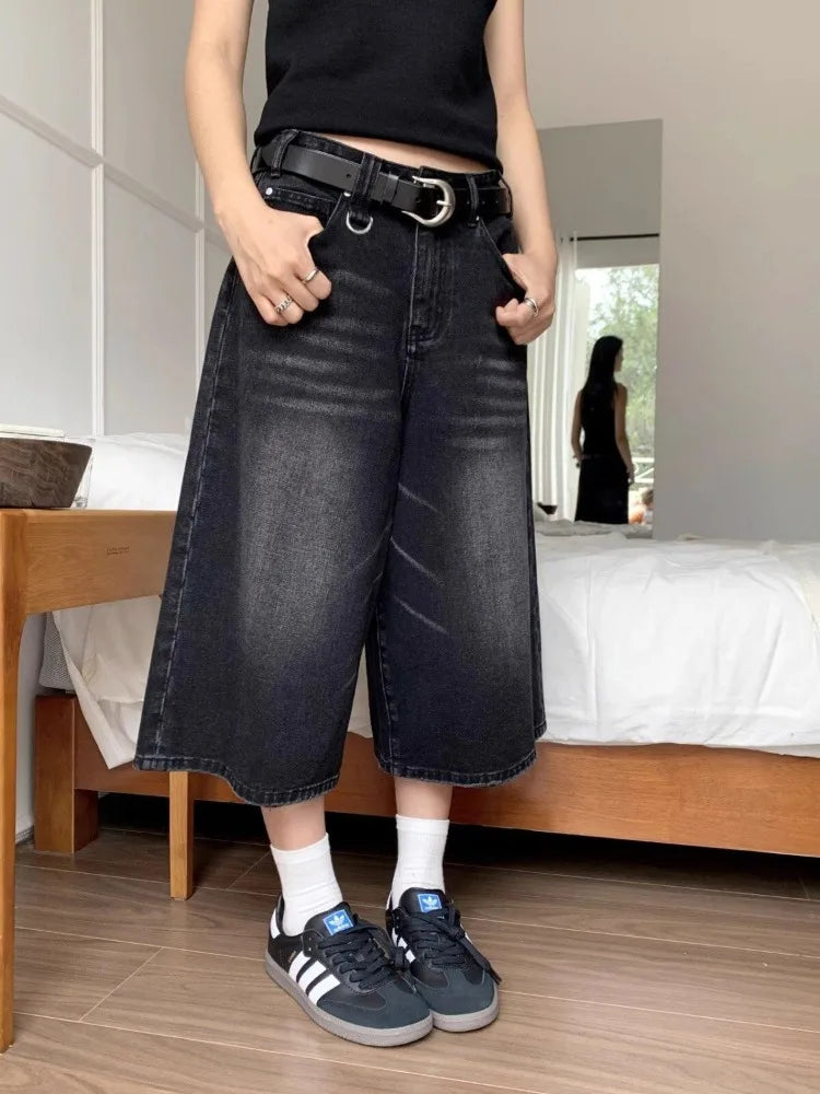 Y2K High-Waisted Black Denim Shorts