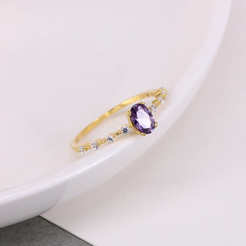 ROXI 925 Sterling Silver Purple Crystal Ring