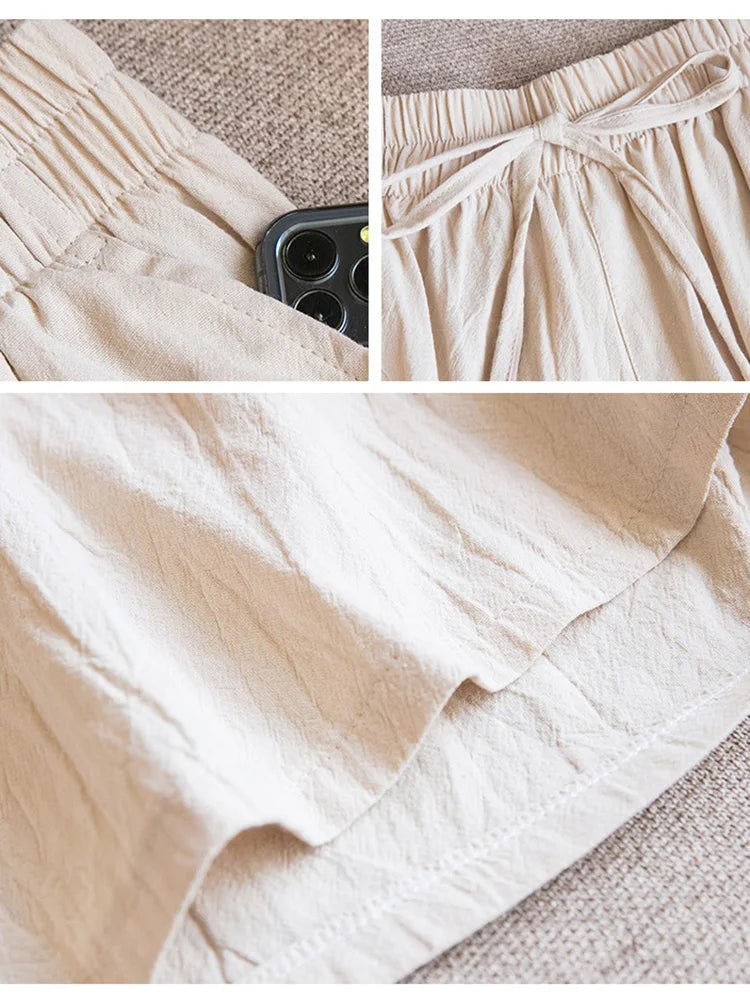 Women's Cotton Linen Casual Shorts
