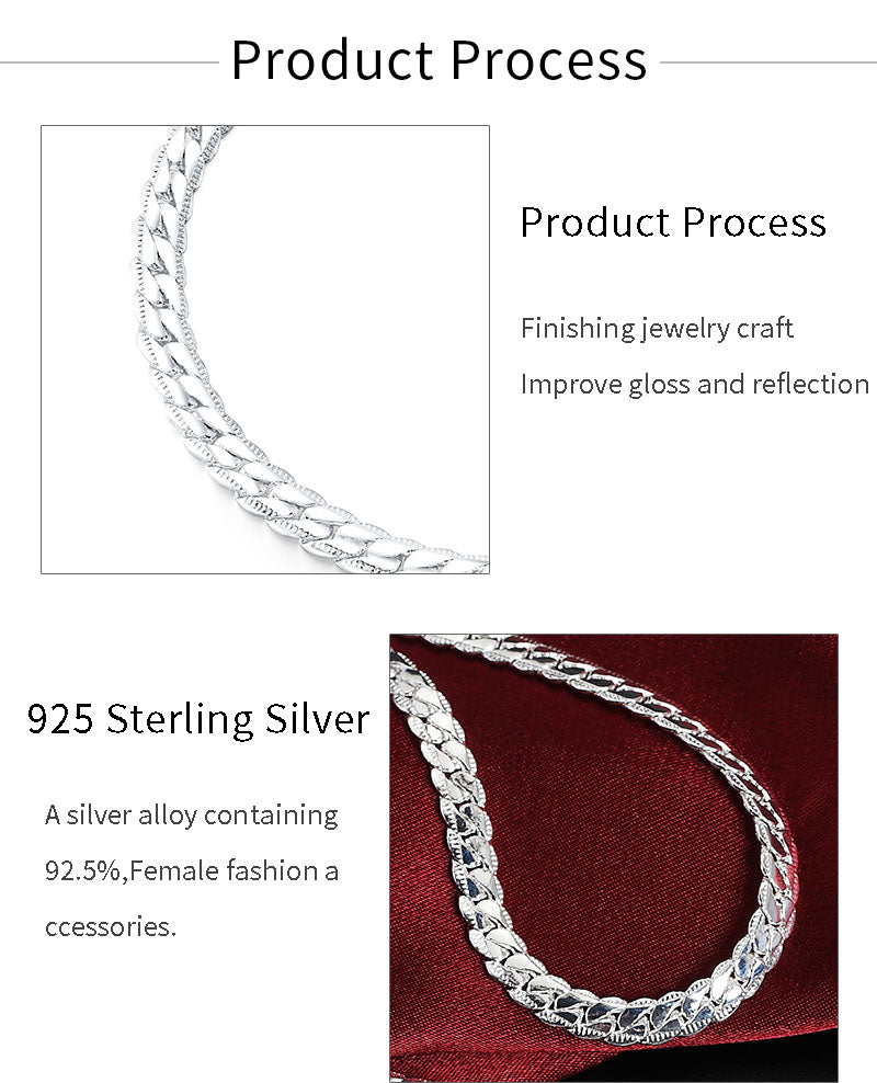 S925 Sterling Silver Cuban Link Chain Necklace
