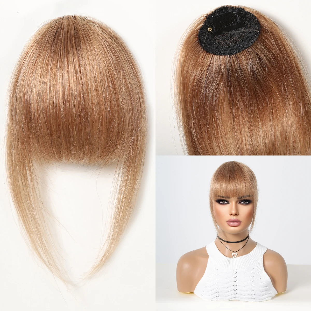 Premium Remy Human Hair Bangs with Temples