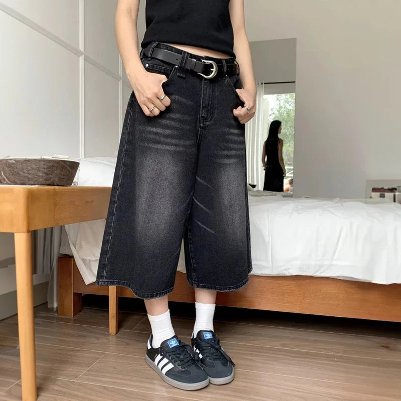 Y2K High-Waisted Black Denim Shorts