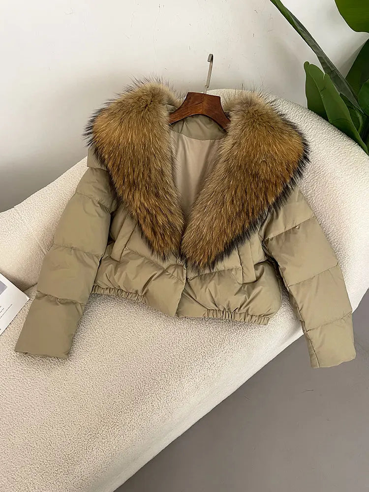 Premium Natural Fox Fur Down Coat