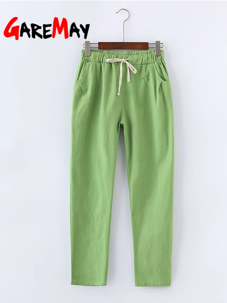 Women's Cotton Linen Ankle Pants