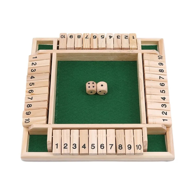 Four-Person Digital Colorful Dice Shut The Box Board Game Deluxe Four Sided Table Game Set For Bar Family Party Entertainment