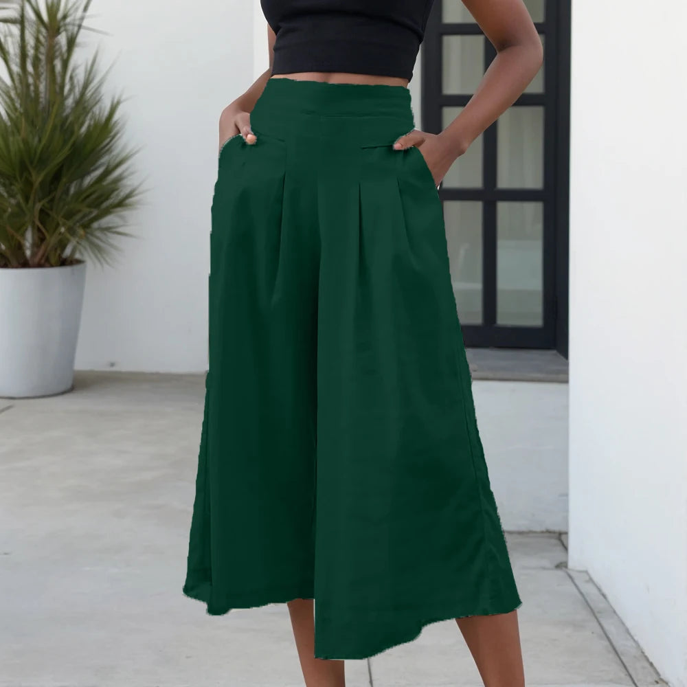 Elegant Loose Elastic Waist Wide-Leg Pants