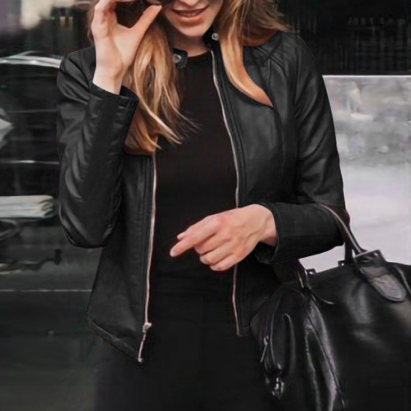 Women's Classic Slim Fit Faux Leather Motorcycle Jacket
