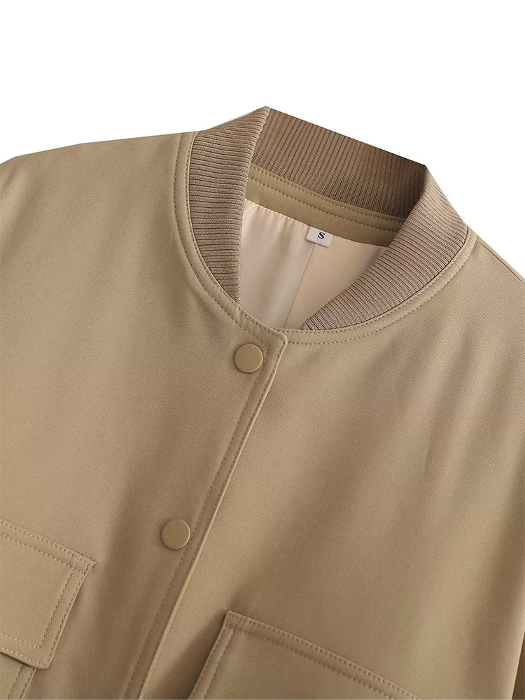 Women's Classic V-Neck Bomber Jacket