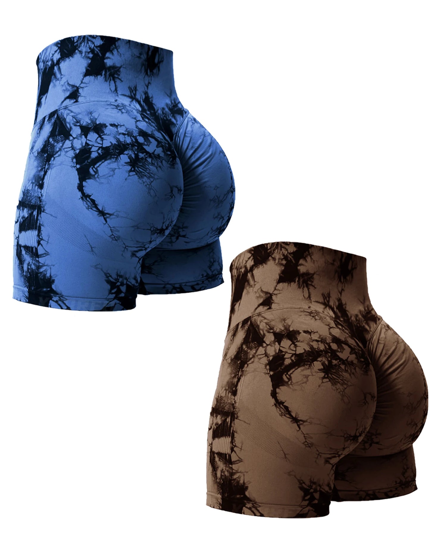 Women's High-Waist Seamless Gym Shorts 2-Pack | Tie-Dye Butt-Lifting Athletic Shorts | Stretchy & Squat-Proof