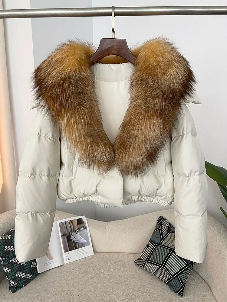 Premium Natural Fox Fur Down Coat