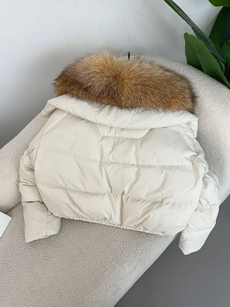 Premium Natural Fox Fur Down Coat