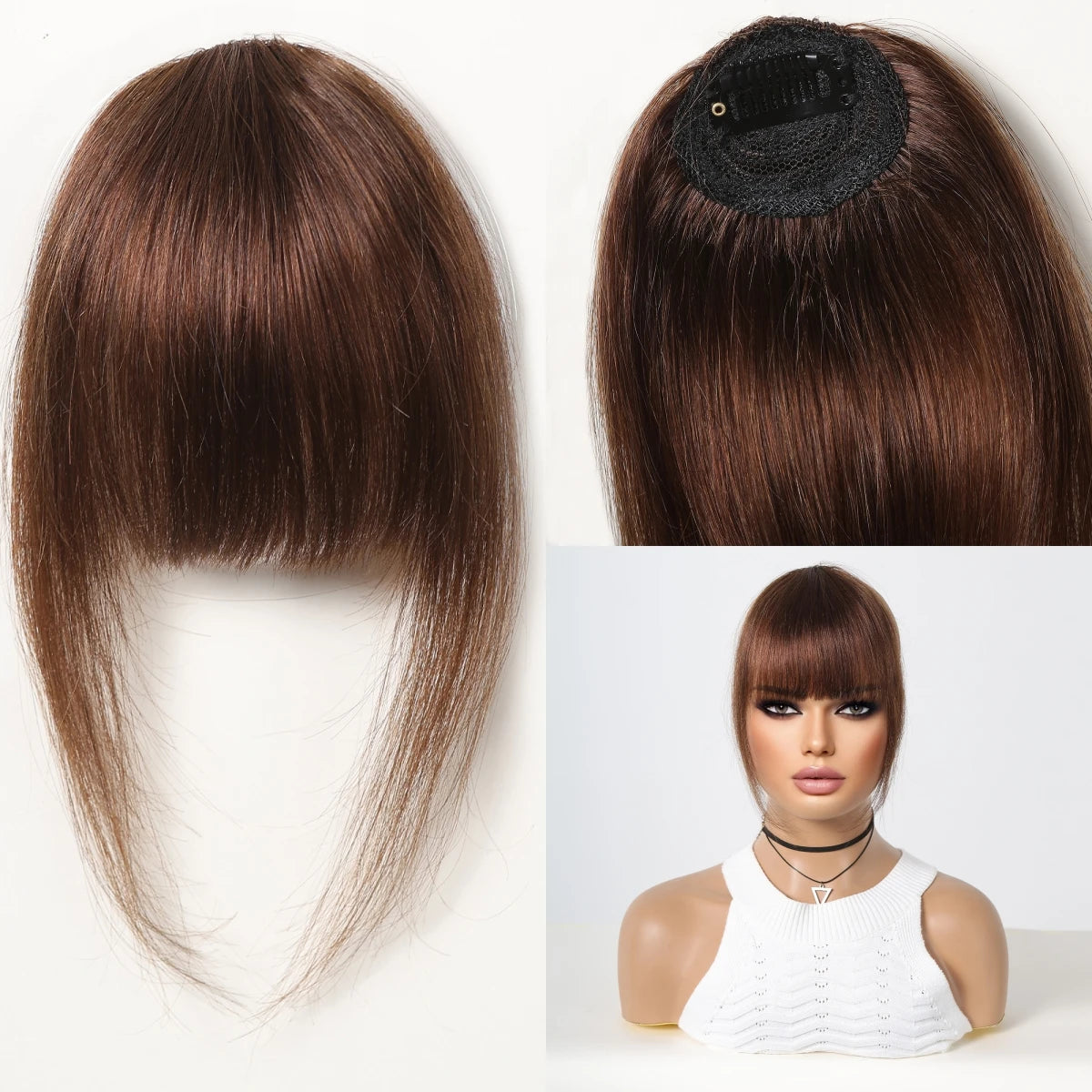 Premium Remy Human Hair Bangs with Temples