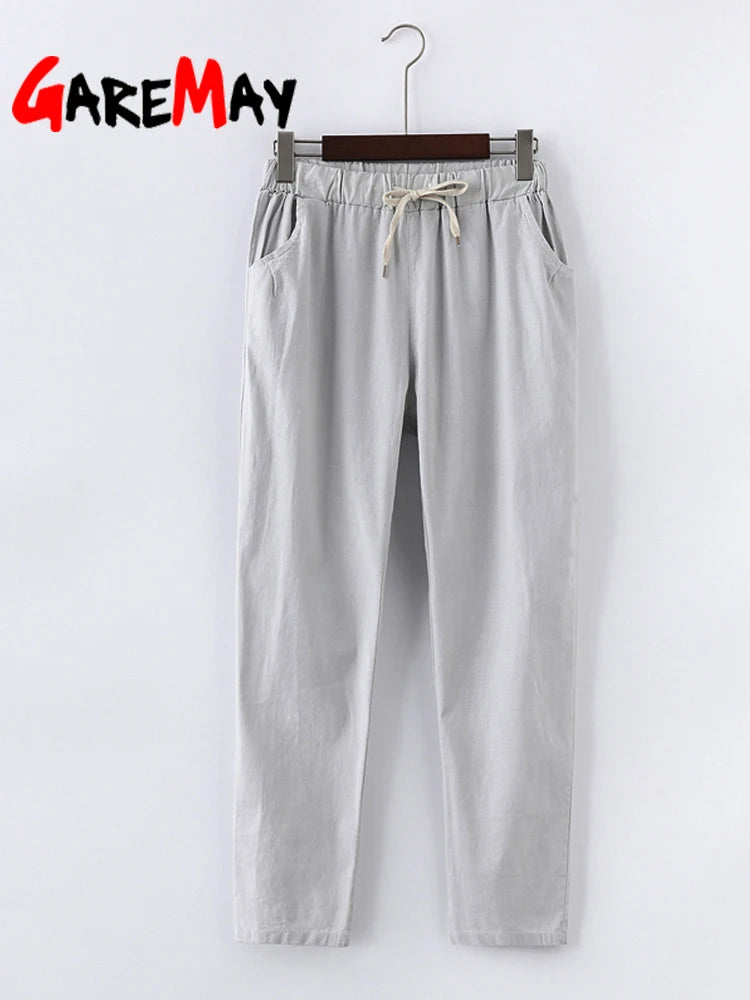 Women's Cotton Linen Ankle Pants