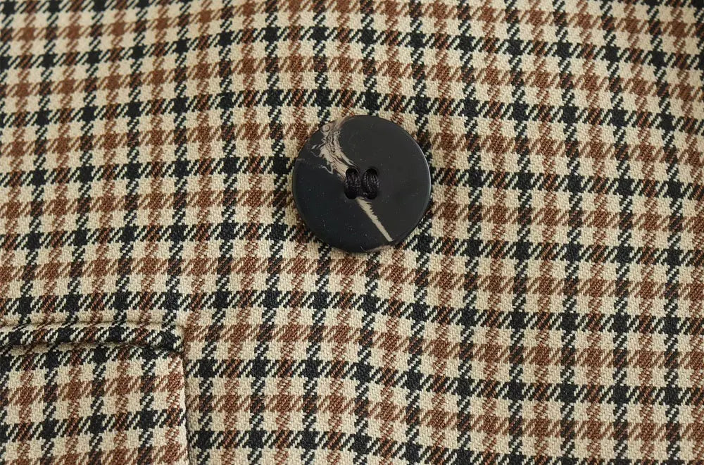 Classic Double Breasted Plaid Blazer