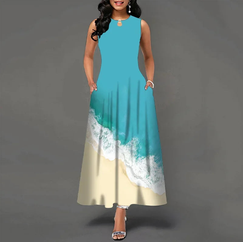 Floral Bohemian Maxi Dress with Pockets