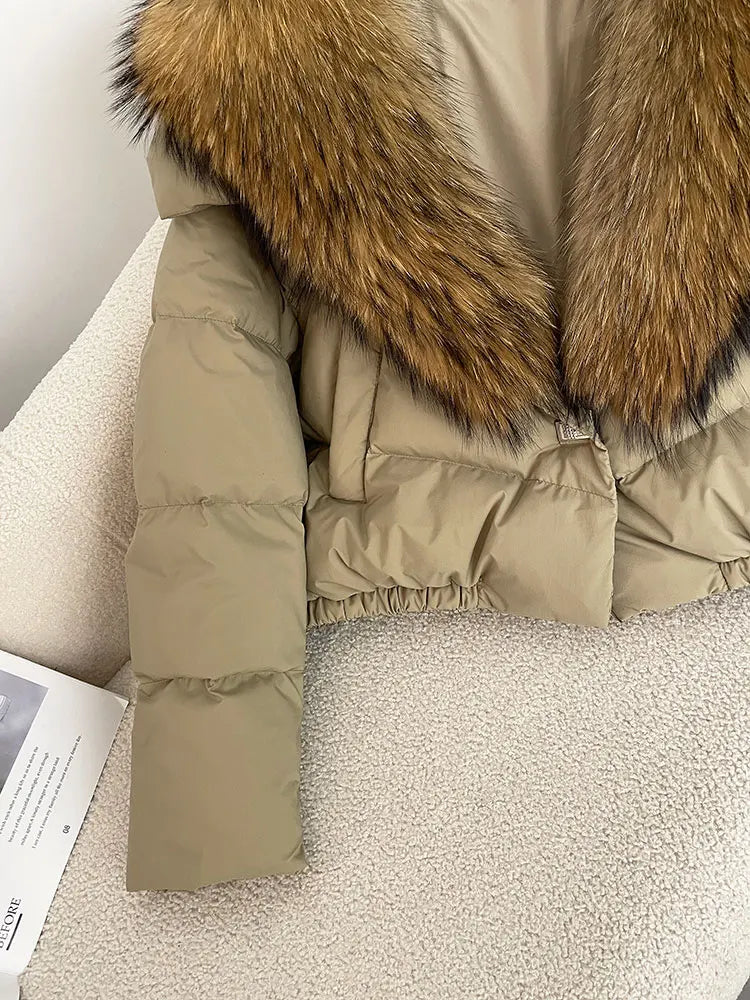 Premium Natural Fox Fur Down Coat