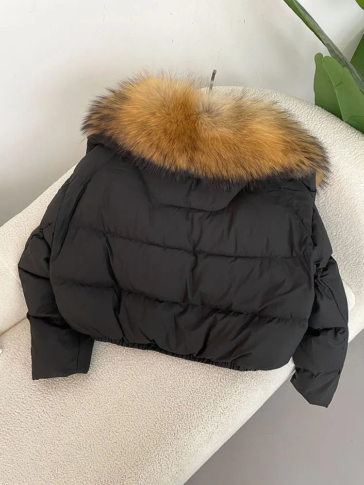 Premium Natural Fox Fur Down Coat