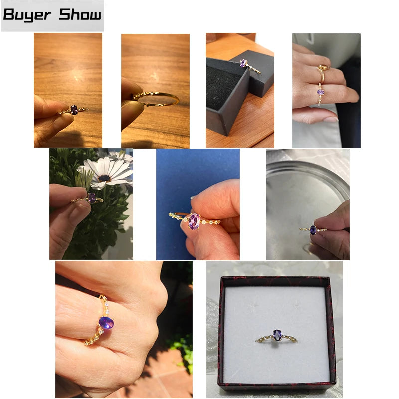 ROXI 925 Sterling Silver Purple Crystal Ring