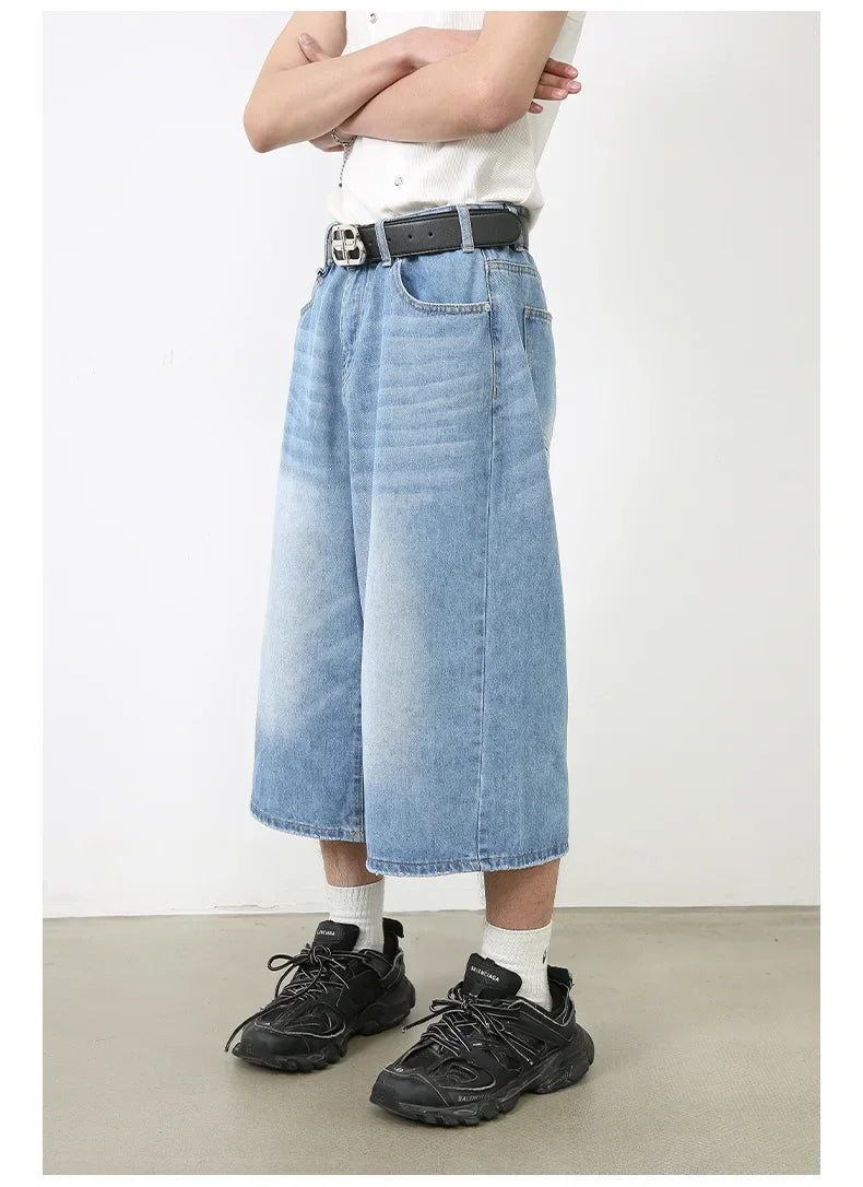 Women's High-Waisted Wide Leg Denim Shorts