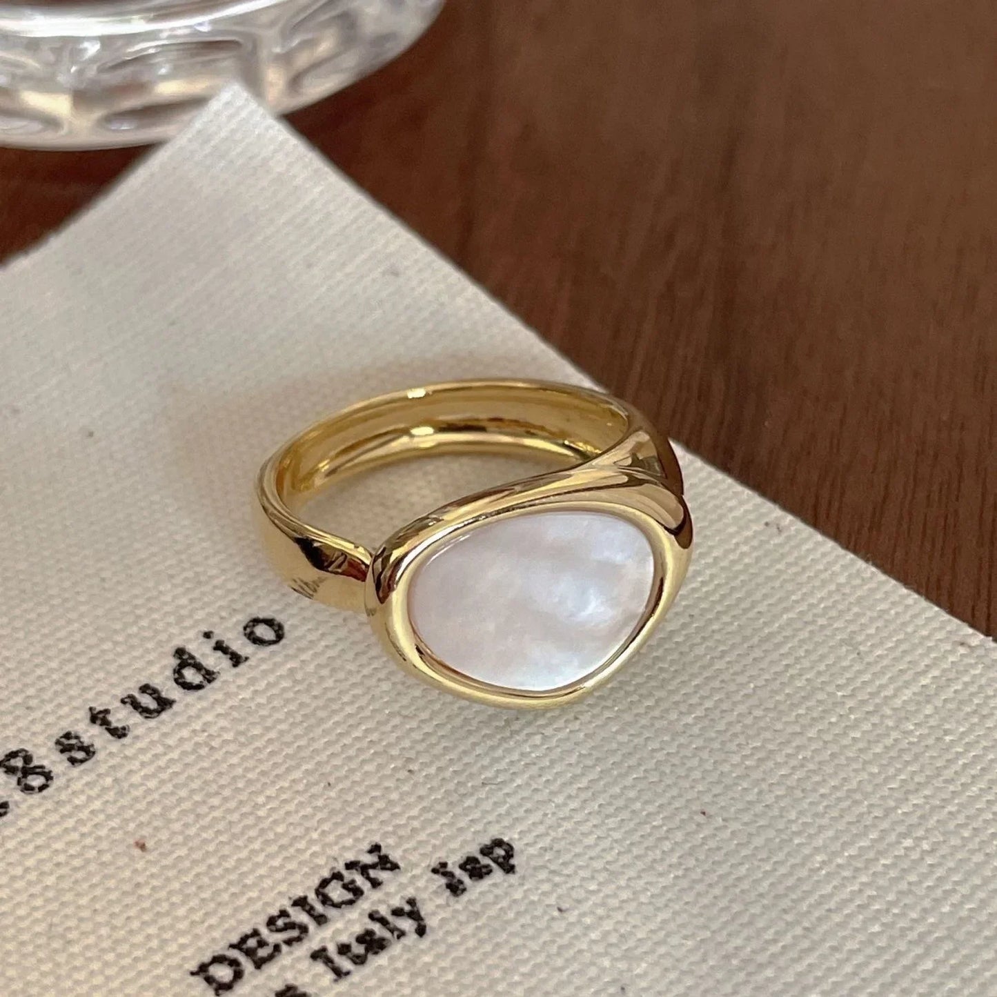 Vintage Gold Open Ring with Colorful Drip Glaze