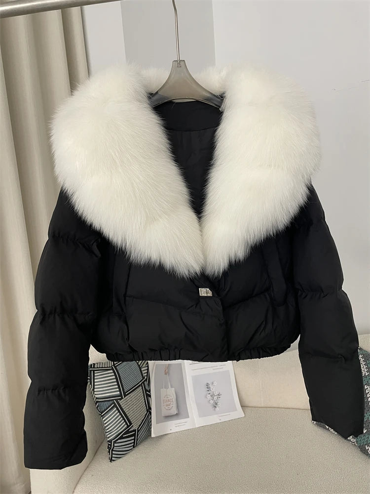 Premium Natural Fox Fur Down Coat