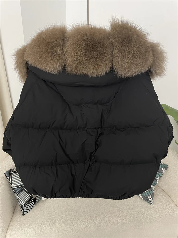 Premium Natural Fox Fur Down Coat