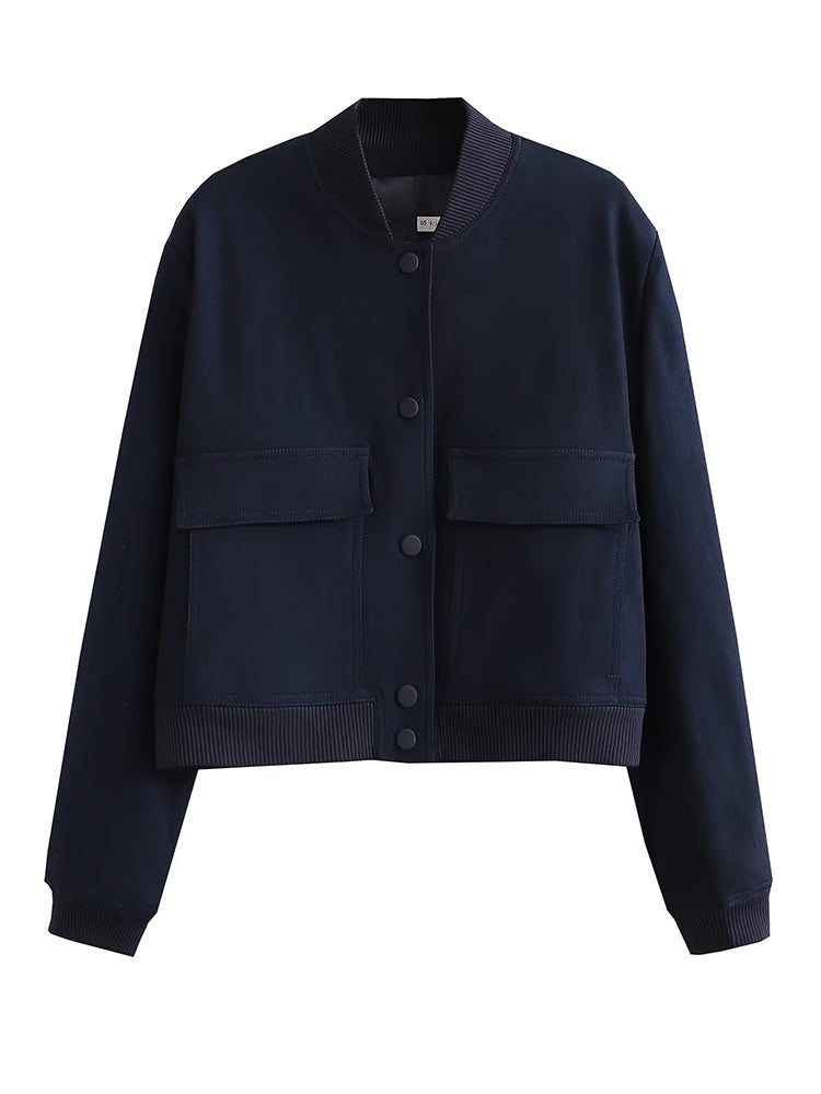 Women's Classic V-Neck Bomber Jacket