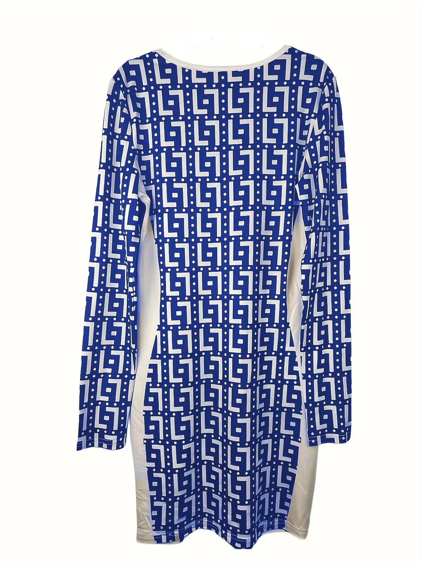 V-Neck Geometric Pattern Summer Wrap Dress