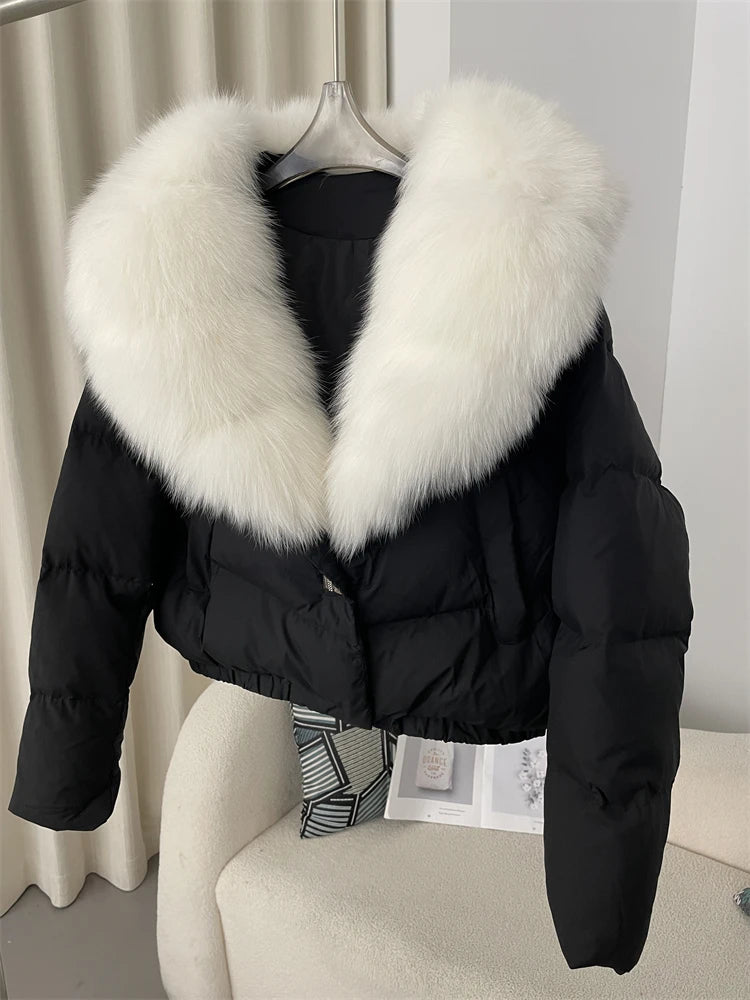Premium Natural Fox Fur Down Coat