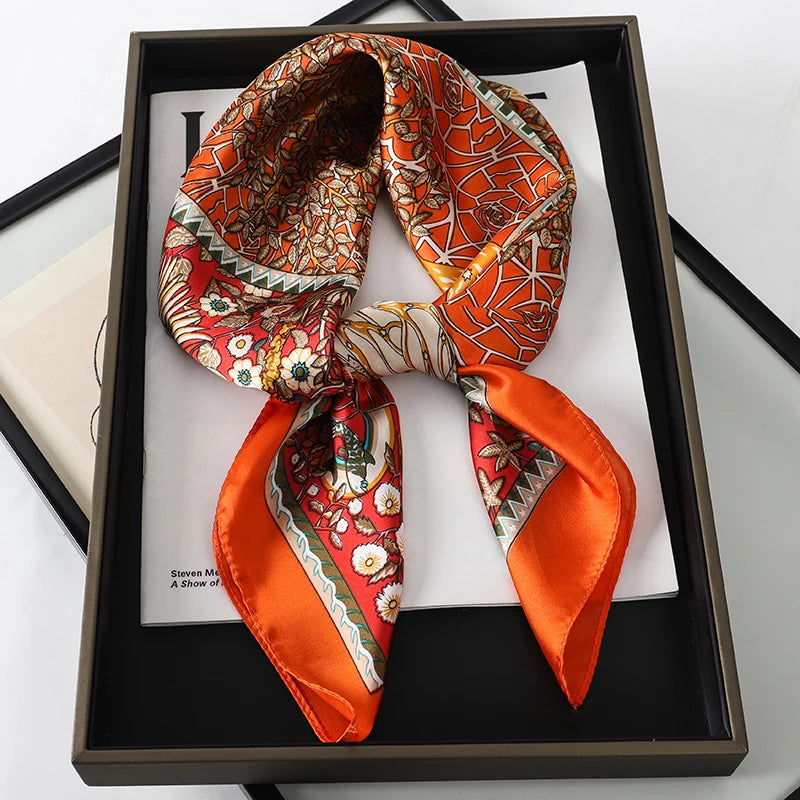 RUNMEIFA Luxury Silk Square Scarf