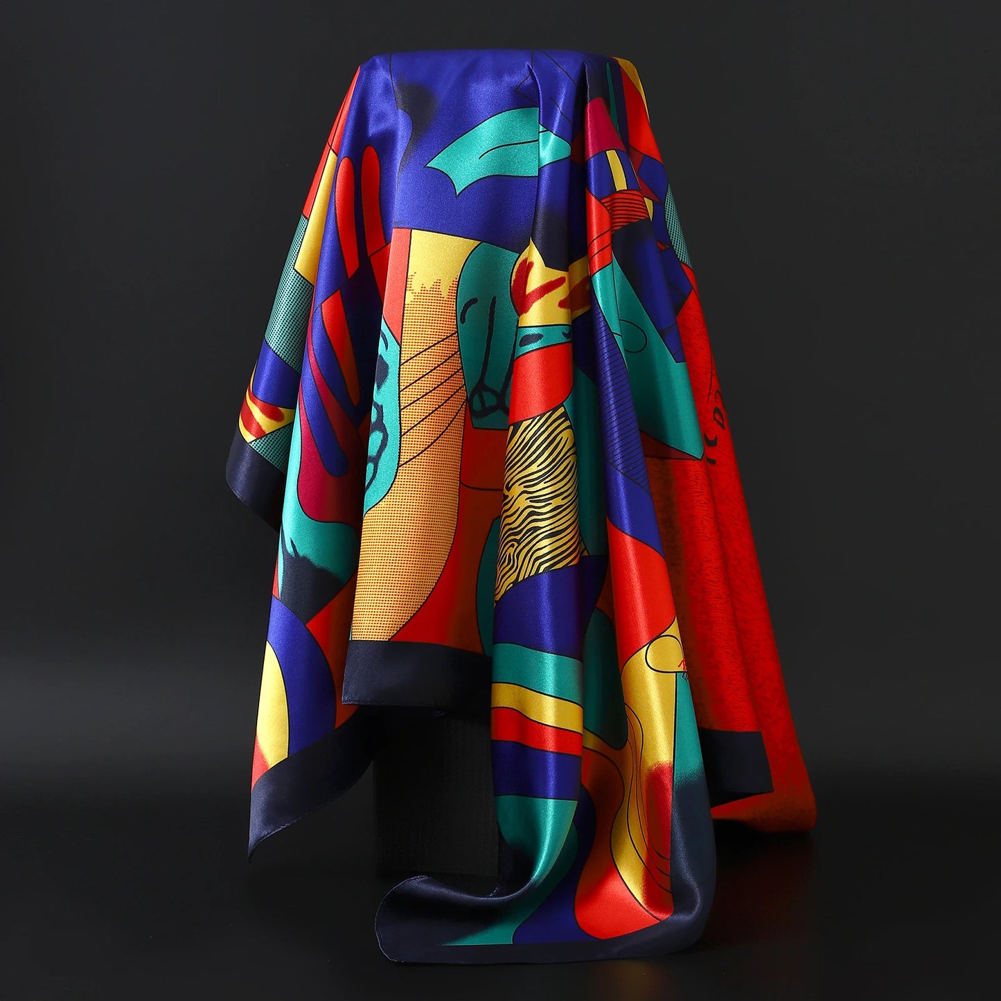 90*90cm Women Scarf Silk Feeling Hair Neck Square Brand Office bandanna muffler Waiter Flight Attendants Handkerchief Rings wrap