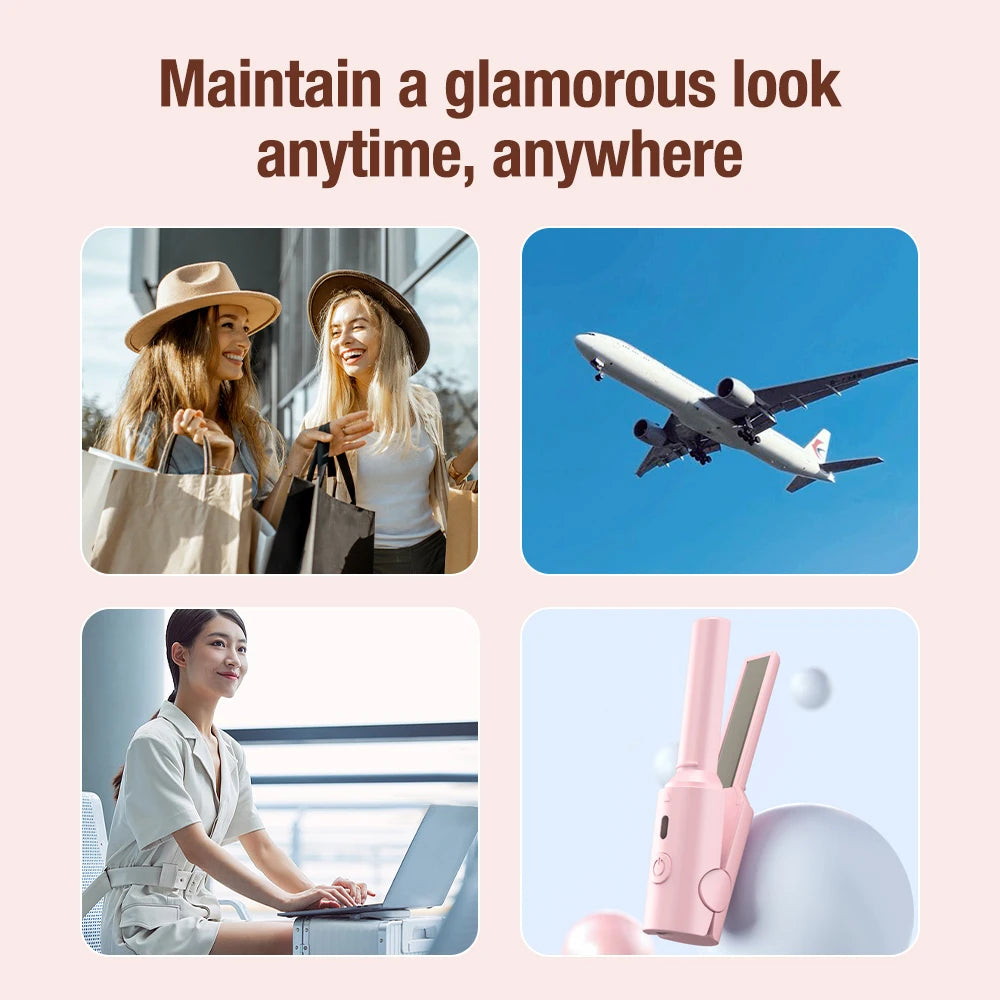 Portable Mini Hair Straightener Curling Iron Ceramic Straightening Styling Tools Curling And Straightened Dual-use Splint