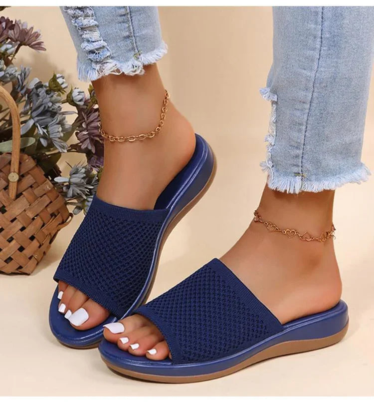 Women Sandals Soft Flat Sandals Zapatos Mujer Summer Sandals Women Stretch Fabric Summer Footwear Elegant Slippers Shoes Women