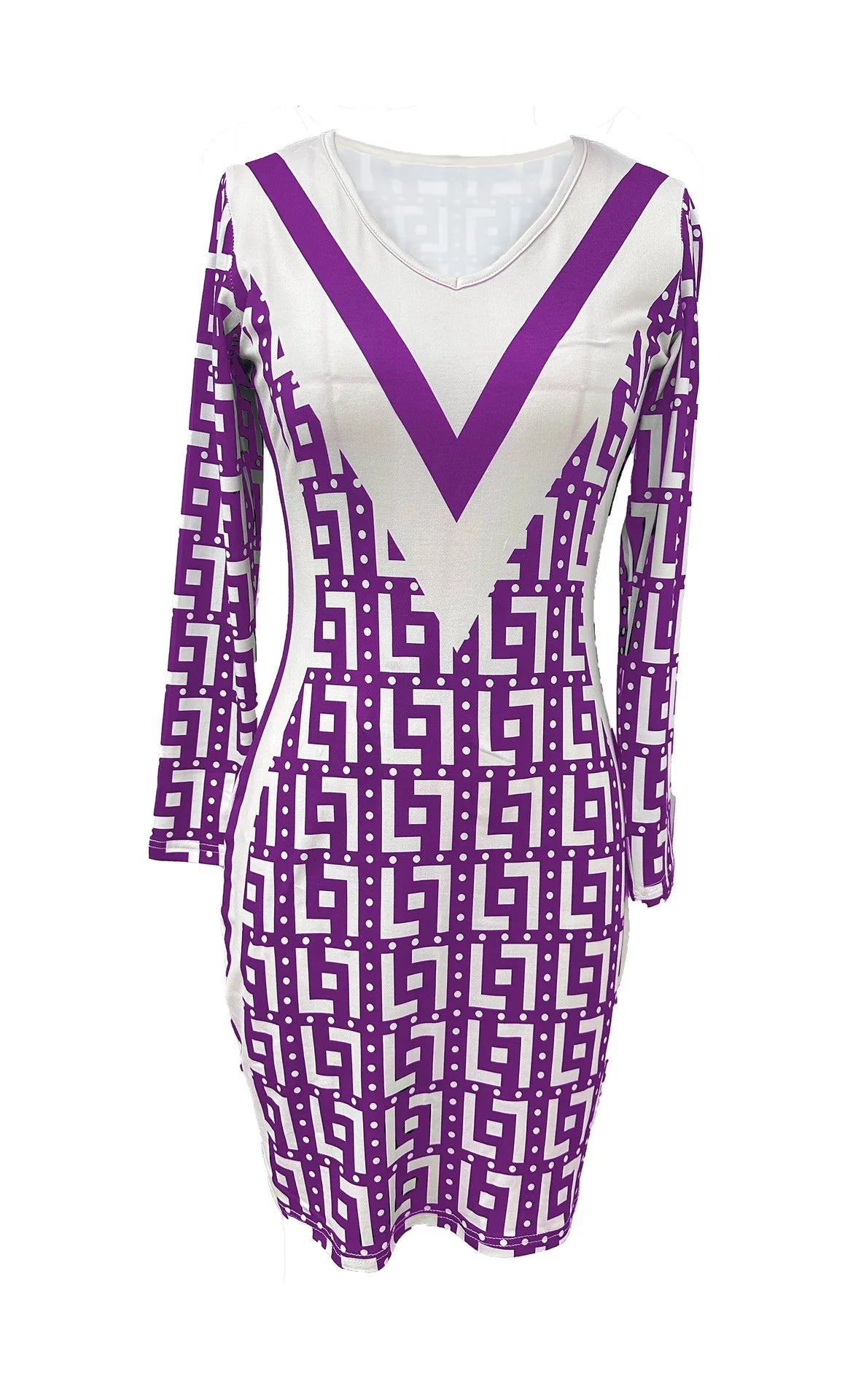 V-Neck Geometric Pattern Summer Wrap Dress