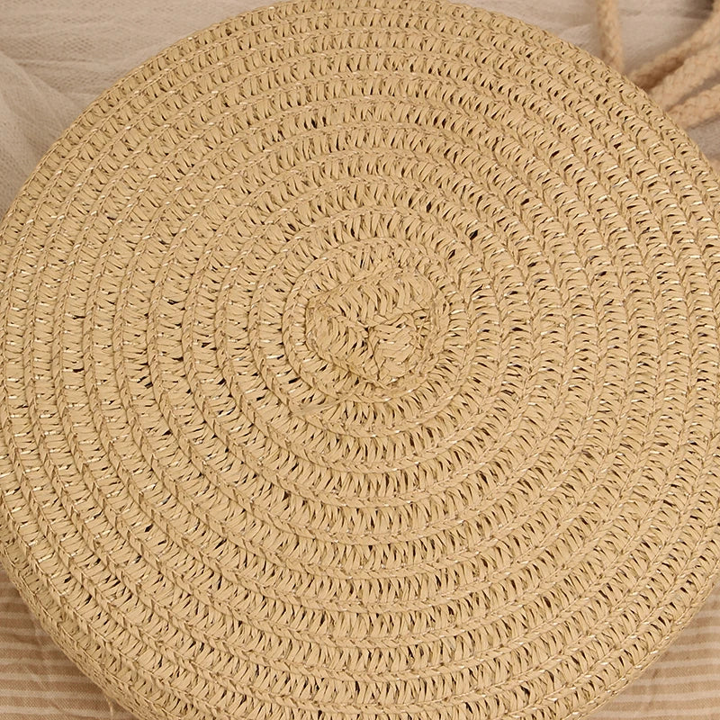 Handwoven Round Straw Crossbody Bag