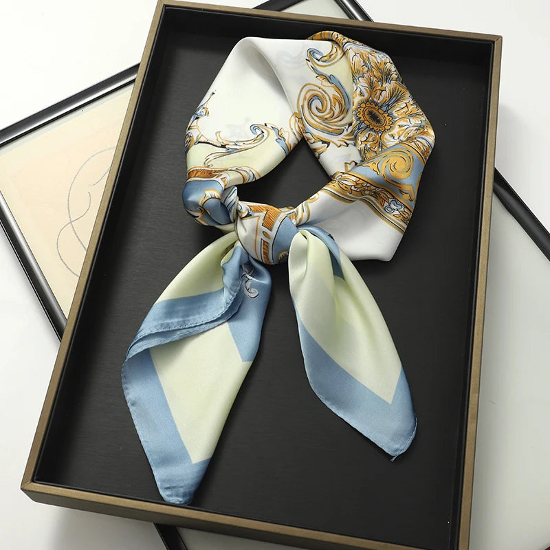 RUNMEIFA Luxury Silk Square Scarf