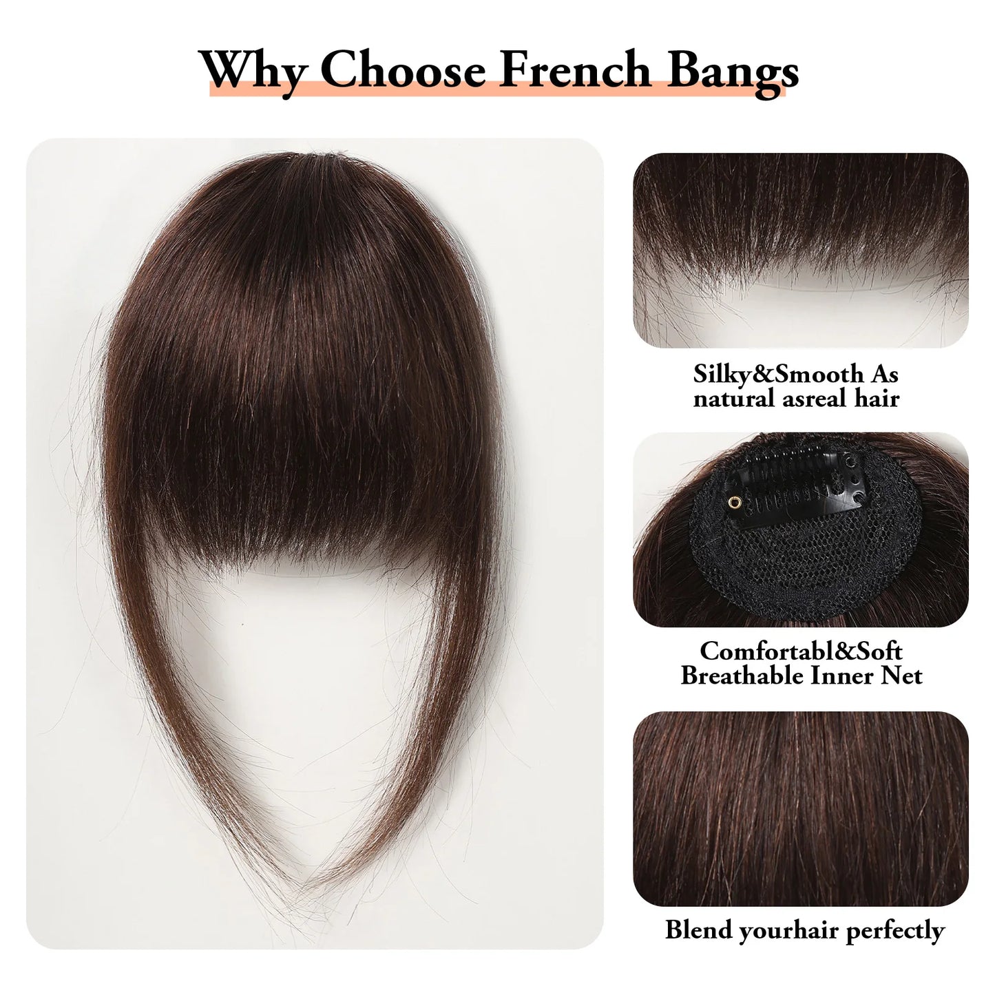 Premium Remy Human Hair Bangs with Temples